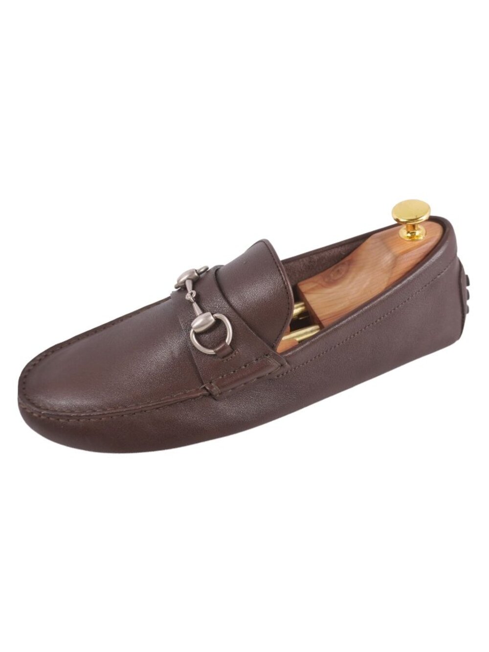 Gucci Loafers Moccasins Driving Shoes Horsebit Leather Brown 7.5